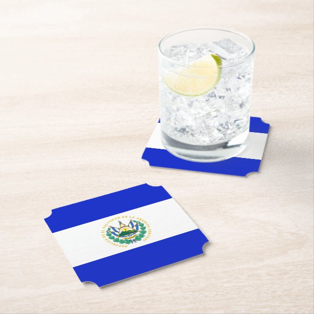 El Salvador flag Paper Coaster (Insitu)