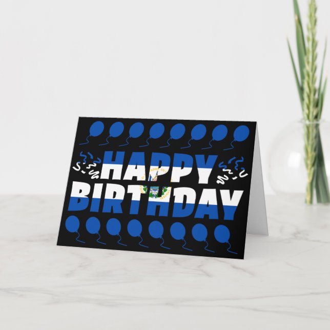 El Salvador Flag Patriotic Birthday Card (Front)