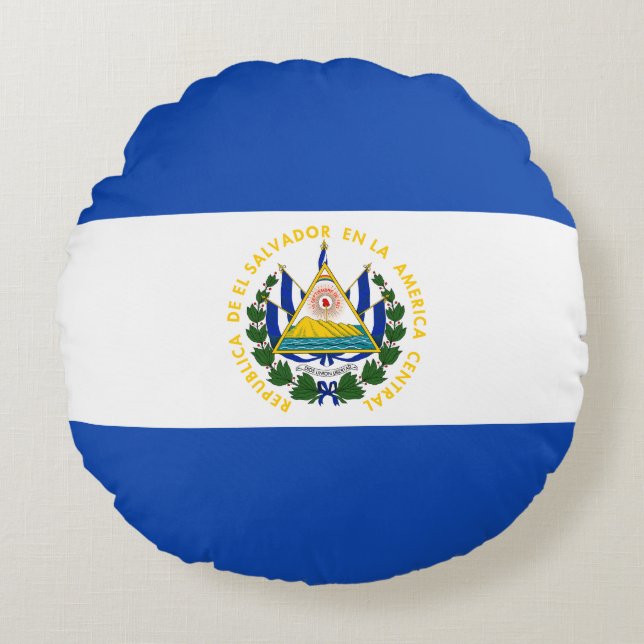 El Salvador Flag Round Cushion (Front)