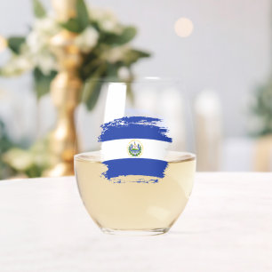 El Salvador flag Stemless Wine Glass