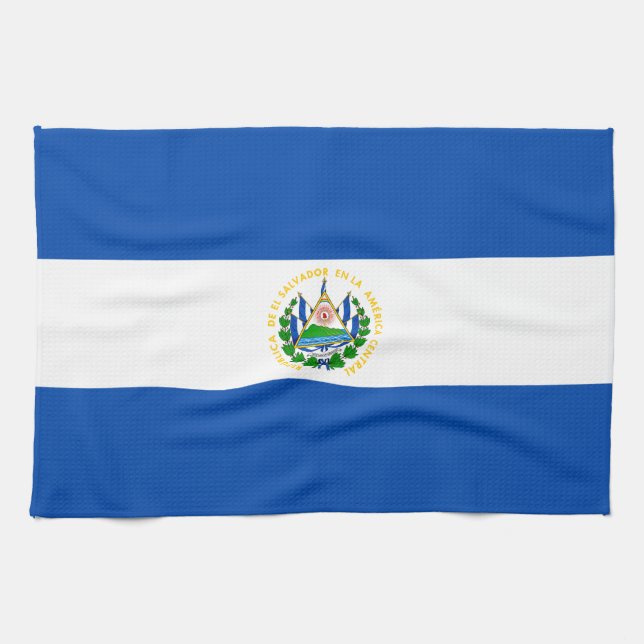 El Salvador Flag Tea Towel (Horizontal)