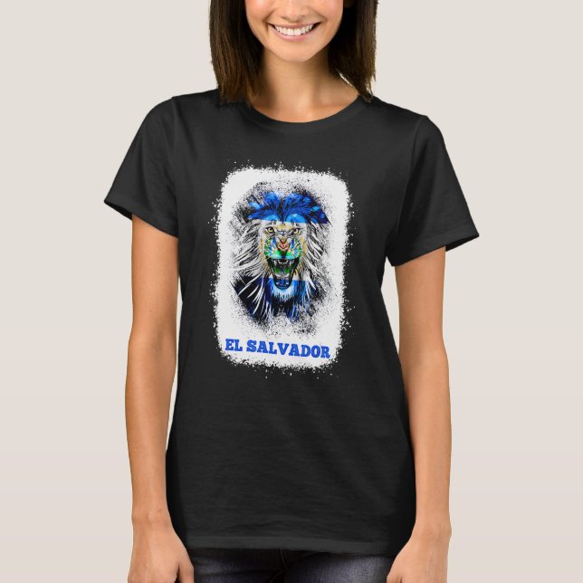 El Salvador Flag With Lion Face Salvadoran Pride D T-Shirt (Front)