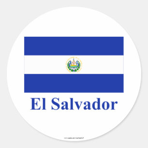 El Salvador Flag with Name Classic Round Sticker