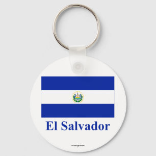 El Salvador Flag with Name Key Ring