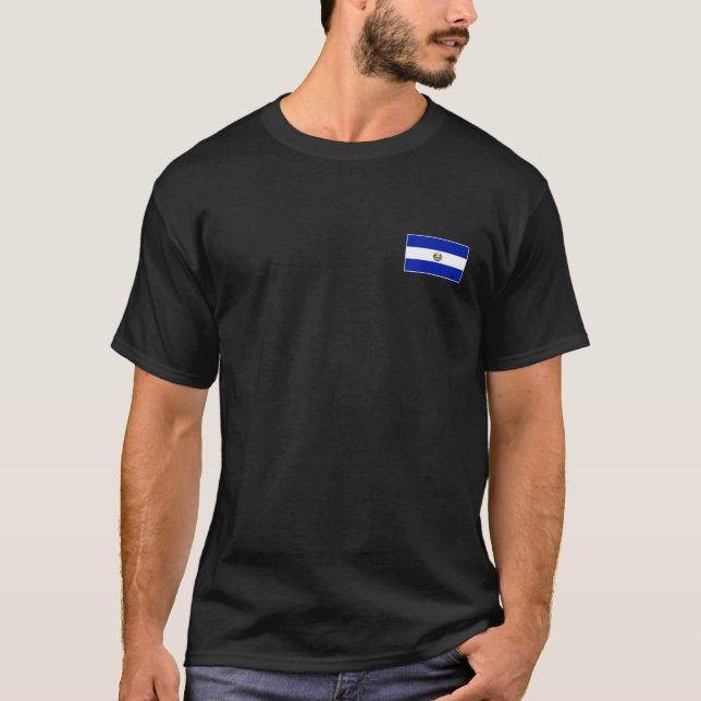 El Salvador Flag With Vintage Salvadoran National T-Shirt (Front)