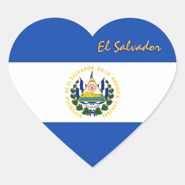 El Salvador Heart Sticker, Patriotic Salvador Flag Sticker (Front)