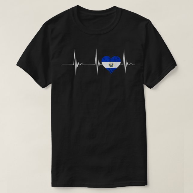 El Salvador Heartbeat Pulse EKG Salvadorian Heart  T-Shirt (Design Front)
