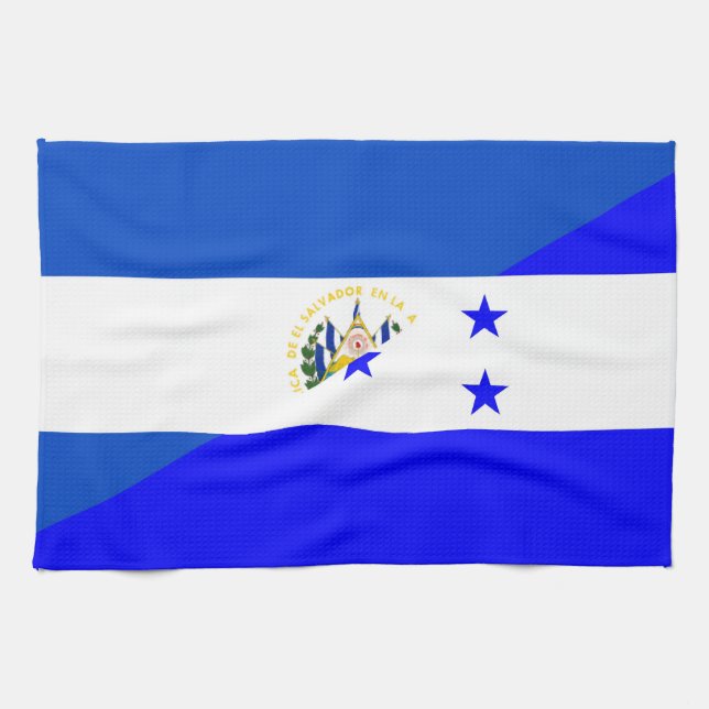 el salvador honduras half flag country symbol tea towel (Horizontal)