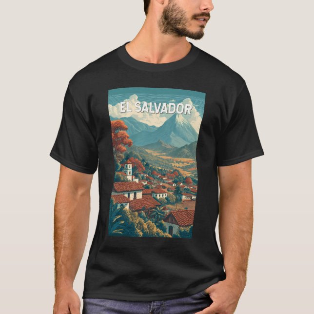 El Salvador Illustration Travel Art Vintage T-Shirt (Front)