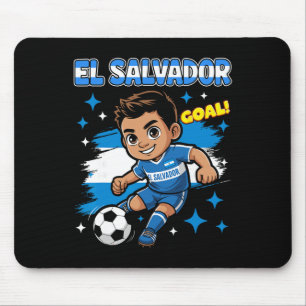El Salvador Kid Goal Cartoon El Salvadoran Flag Fo Mouse Pad