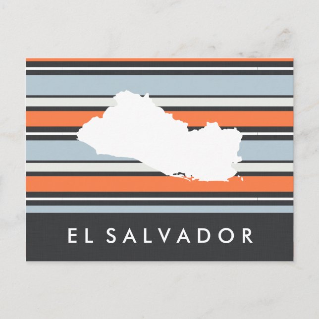 El Salvador Map: Modern Stripes Postcard (Front)