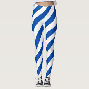 El Salvador National Flag Colours Diagonal Striped Leggings