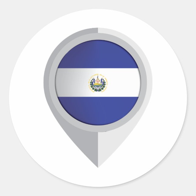 El Salvador Pin Location Flag Classic Round Sticker (Front)