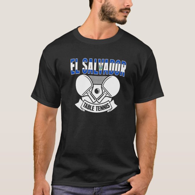 El Salvador Ping Pong  Salvadorean Table Tennis T-Shirt (Front)