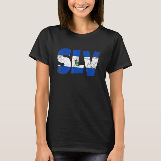 El Salvador Pride Love and SLV Salvadorian Flag El T-Shirt (Front)