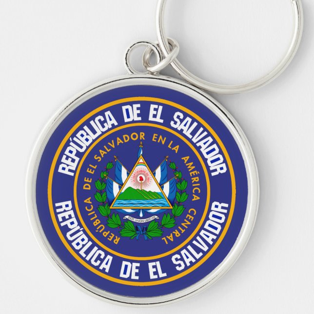 El Salvador Round Emblem Key Ring (Front)