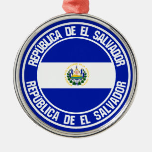 El Salvador Round Emblem Metal Ornament