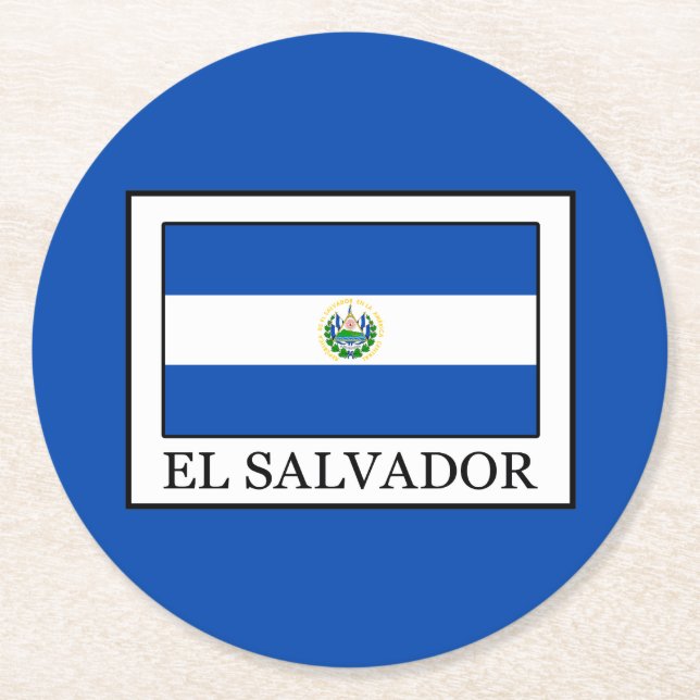 El Salvador Round Paper Coaster (Front)