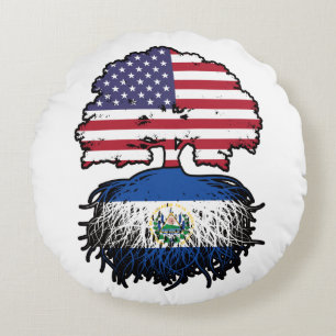 El Salvador Salvadoran American USA Tree Roots Round Cushion