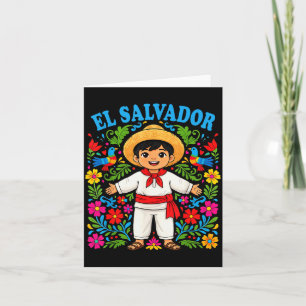 El Salvador Salvadoran Boy Traditional Outfit Folk Card