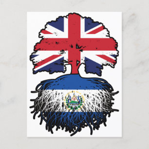 El Salvador Salvadoran British UK Tree Roots Flag Postcard
