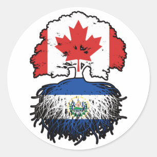 El Salvador Salvadoran Canadian Canada Tree Roots Classic Round Sticker