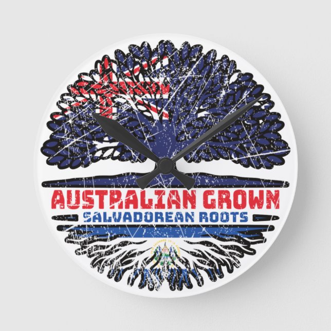 El Salvador Salvadorean Australian Australia Flag Round Clock (Front)