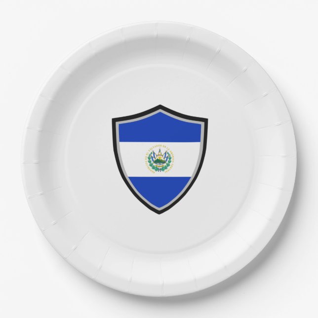 El Salvador shield flag paper plate (Front)