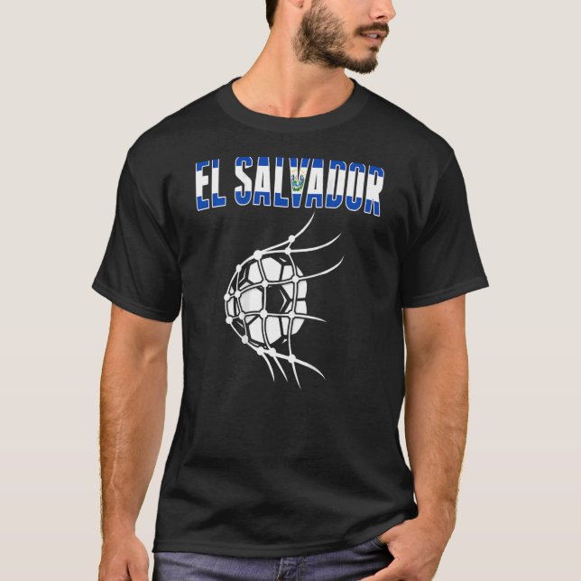 El Salvador Soccer Ball In Net Support Salvadorean T-Shirt (Front)