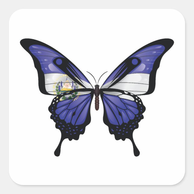 El Salvador Swallowtail Butterfly Flag Sticker (Front)
