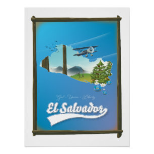 El Salvador Travel map Poster