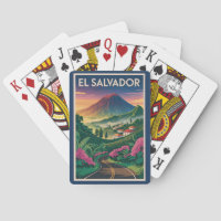 El Salvador Volcano Illustration Travel Art Vintag