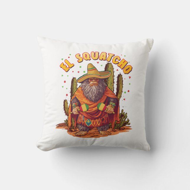 El Squatcho Bigfoot with Maraca, Sombrero and Ponc Cushion (Front)
