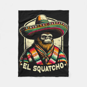 El Squatcho Funny Bigfoot Vintage Western Mexican Fleece Blanket