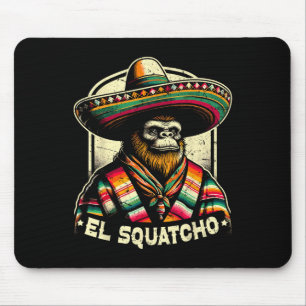 El Squatcho Funny Bigfoot Vintage Western Mexican Mouse Pad