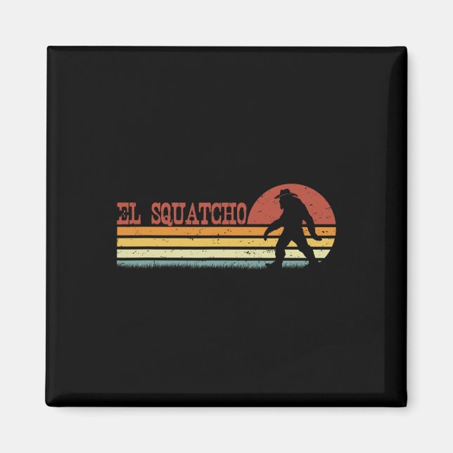 El Squatcho - Funny Retro Stripes Bigfoot Cinco De Magnet (Front)