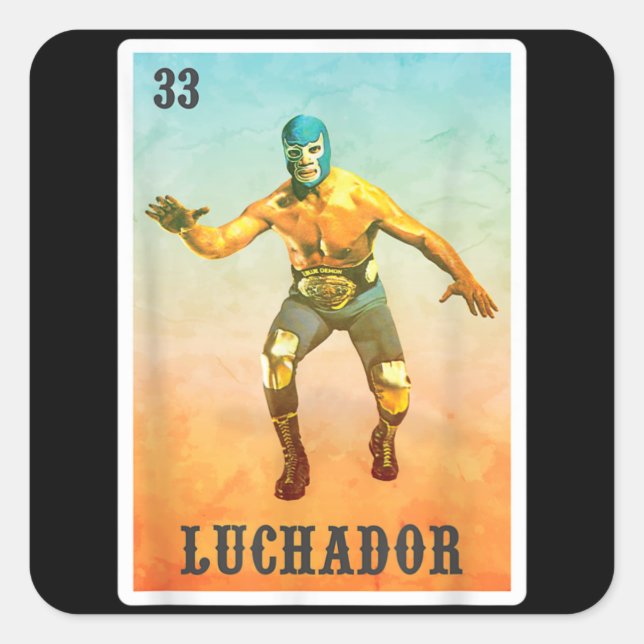 El Wrestler Lucha Libre - Mexico Luchador Square Sticker (Front)