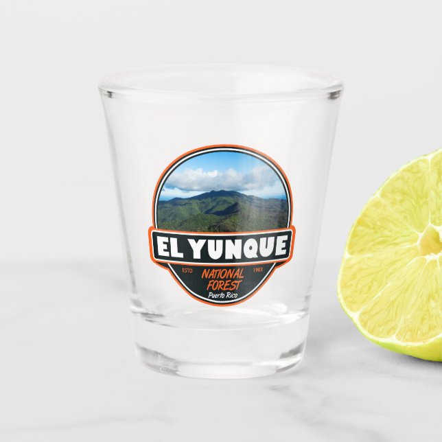 El Yunque National Forest Puerto Rico Emblem Shot Glass (Front)