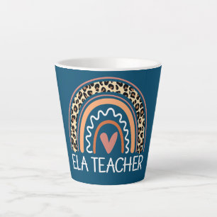 ELA Teacher leopard Rainbow Back To School Latte Mug