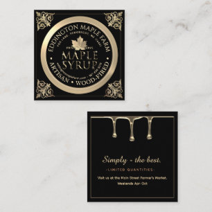 Elaborate Artisan Black and Gold Maple Syrup  Square Business Card