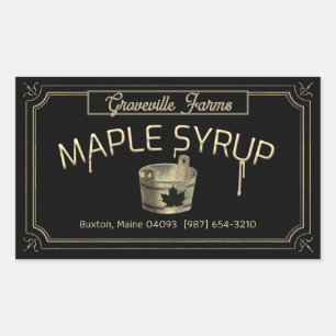 Elaborate Border Vintage Bucket Maple Syrup Black Rectangular Sticker
