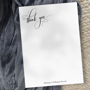Elaborate Calligraphy Simple Black & White Thank You Card