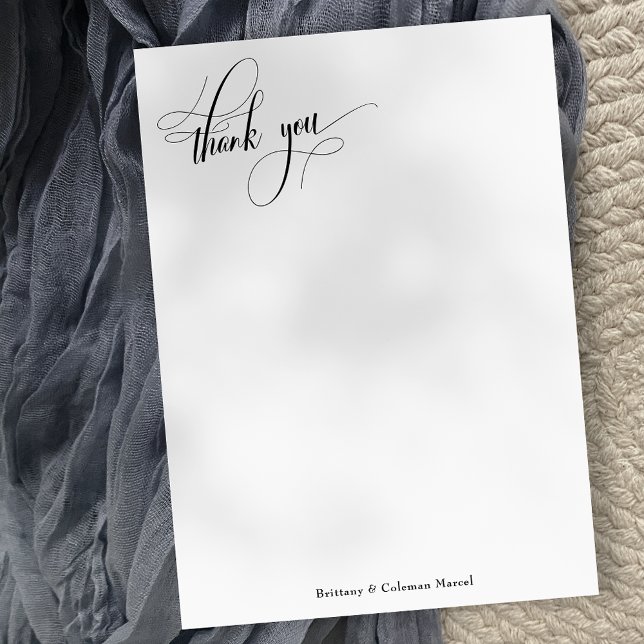Elaborate Calligraphy Simple Black & White Thank You Card (Creator Uploaded)