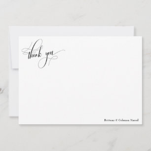 Elaborate Calligraphy Simple Black & White Thank You Card