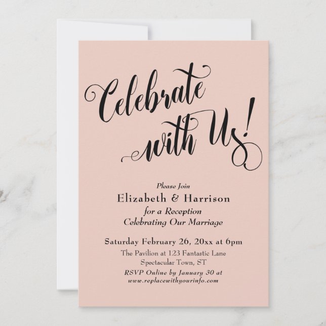 Elaborate Celebrate with Us! Simple Blush Pink Invitation (Front)