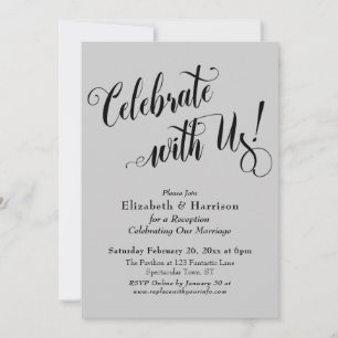 Elaborate Celebrate with Us! Simple Light Grey Invitation