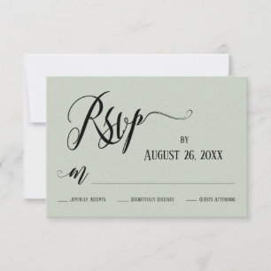 Elaborate Flourishes Light Sage Green RSVP Card