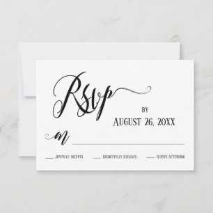 Elaborate Flourishes RSVP Black and White Card