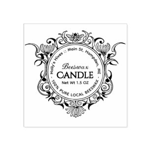 Elaborate Honeybee Frame BEESWAX CANDLE Rubber Stamp