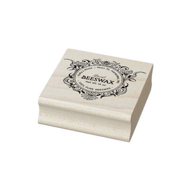 Elaborate Honeybee Frame Local BEESWAX  Rubber Stamp (Stamp)